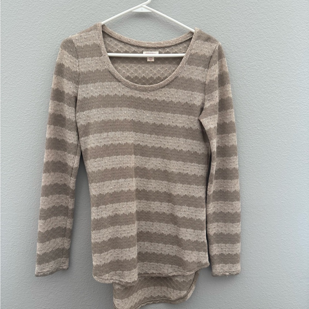 Xhilaration Beige and Cream Striped Knit Tunic Top